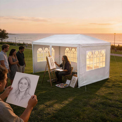 Wasserdichter Gartenpavillon 3x6m mit Seitenwänden