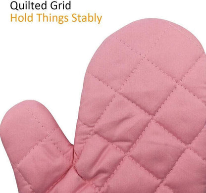 Hitzebeständige Ofenhandschuhe rosa, 1 Paar- Verdickte Topflappen ideal für Backen & Grillen
