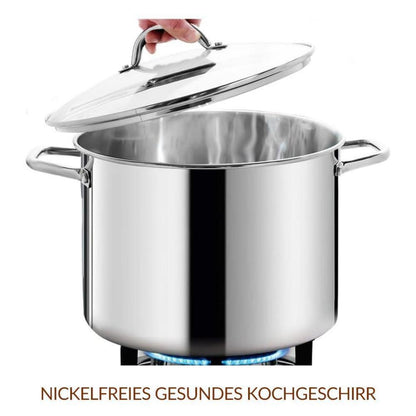 Großer Edelstahl-Suppentopf 11 Liter mit Deckel