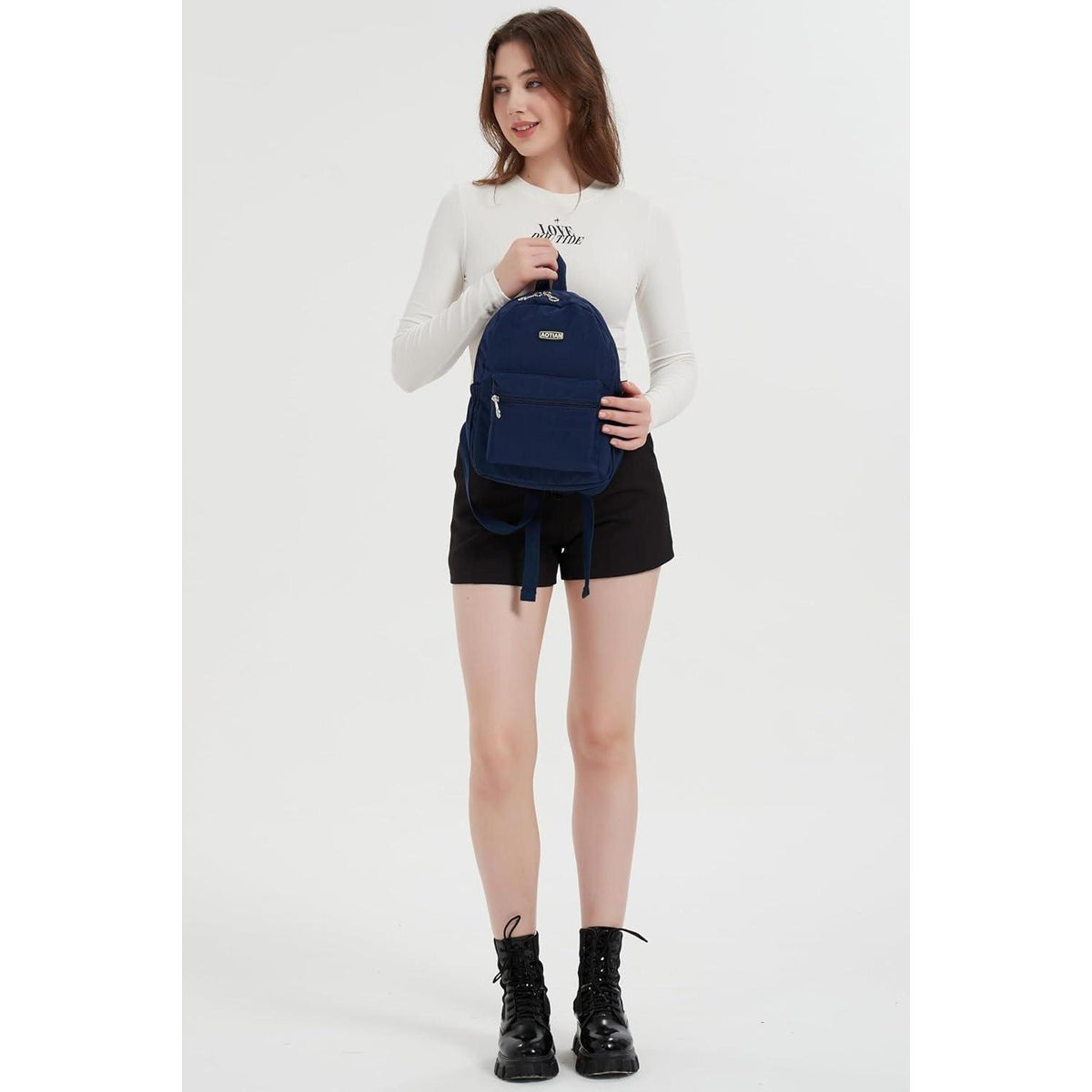 Damen Mini Rucksack Blau Leicht & Geräumig für Alltag & Reisen