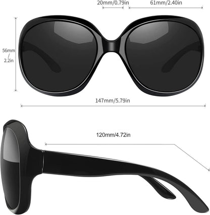 Joopin Übergroße Polarisierte Sonnenbrille Damen UV400 Modern Groß Schwarz