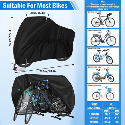 Wasserdichte Fahrradabdeckung für 2 Fahrräder 200x110x90cm