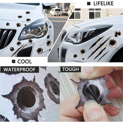 3D Auto Aufkleber Einschusslöcher – Wasserdicht & Reflektierend