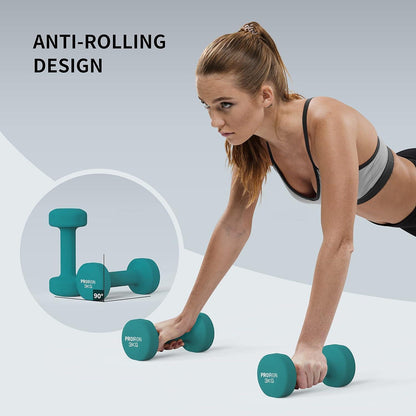 PROIRON Neopren Kurzhantelset 2er-Set 6 Farben 1+2+3 kg Gym