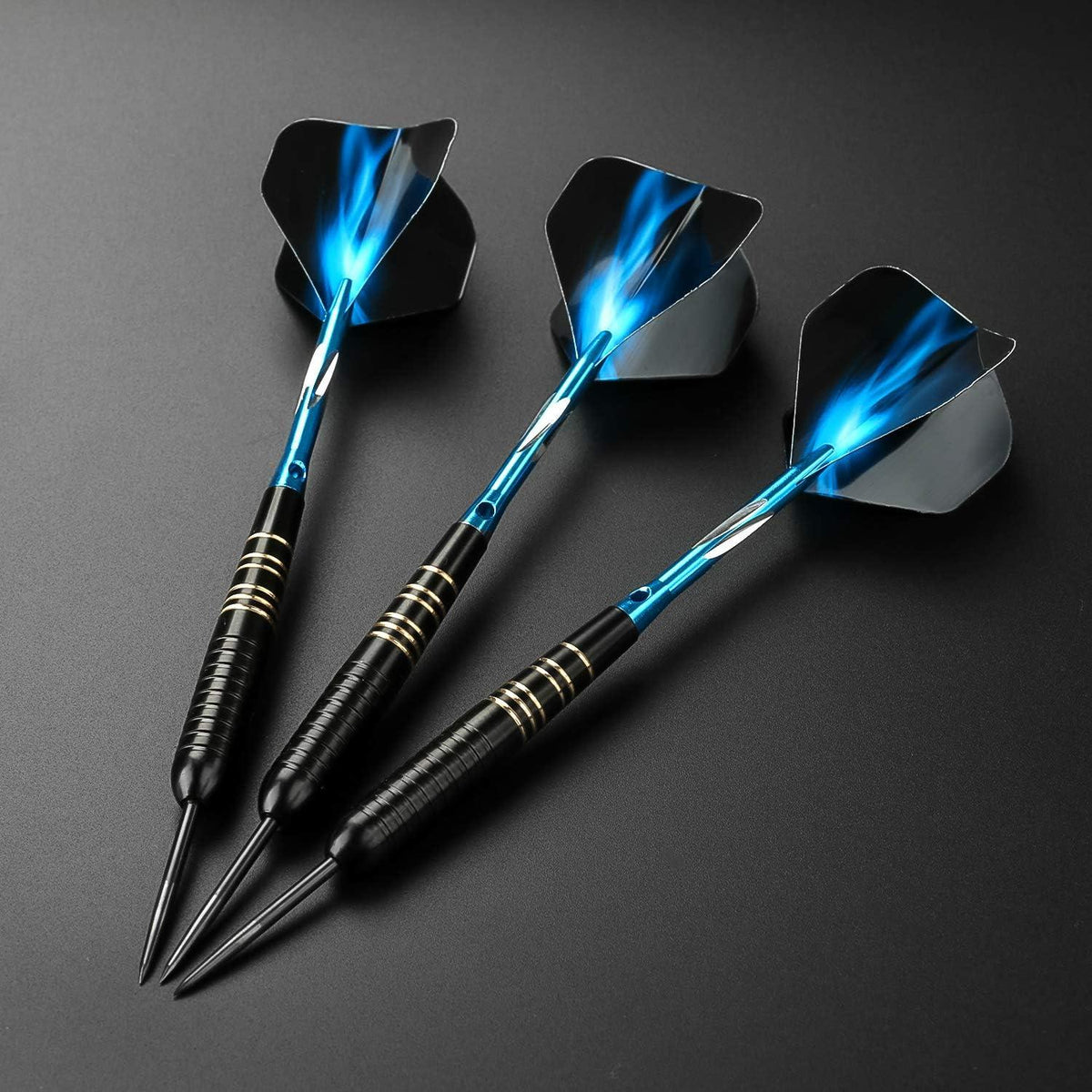 Profi Dartpfeile Set Steel Tip 23g Blau Darts Turnier Steelcase