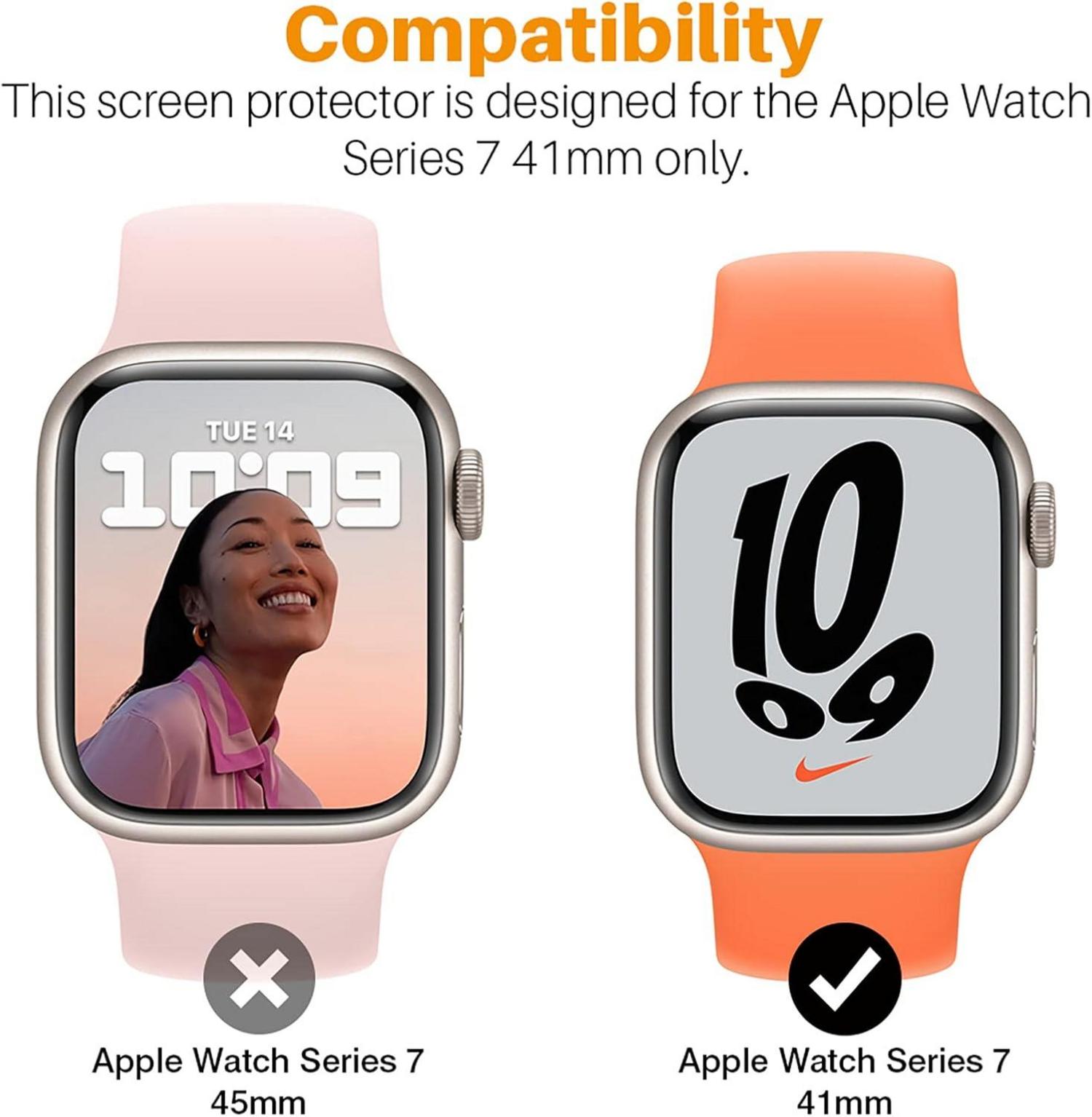 Schutzfolie Apple Watch Series 9/8/7 & SE 2/6/5/4 41mm/40mm 6 Stück