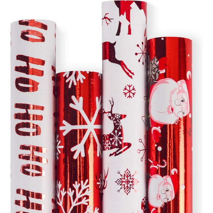 Weihnachtspapierrolle Rot-Weiß Metallicglanz Christmas