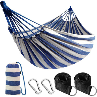 Hängematte Blau/Weiß mit Baumgurten & Tasche, 300kg belastbar