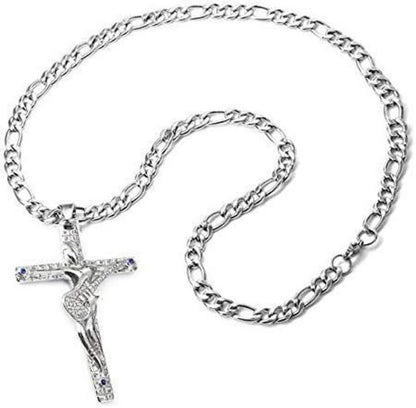 Johnny Hallyday Kreuz Anhänger Halskette Gitarre Rocker Silber Metall