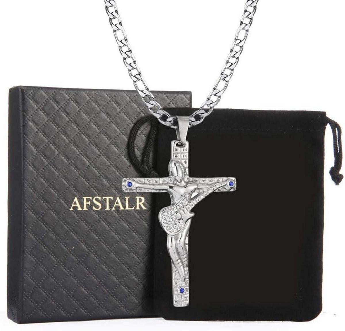 Kreuz Johnny Hallyday Anhänger Halskette Silber Damen Herren Gift