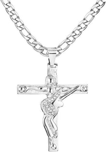 Kreuz Johnny Hallyday Anhänger Halskette Gitarre Rocker Signature