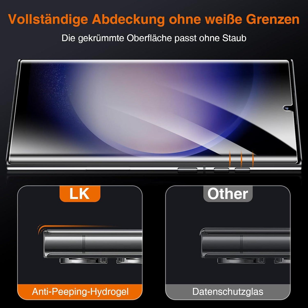 S23 Ultra Sichtschutz Panzerfolie Kameraschutz TPU Blickschutz HD Folie
