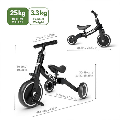 besrey 5 in 1 Kinderdreirad Dreirad Lauffahrrad Schwarz