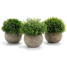 GoMaihe Kunstpflanze 3er Set Grauer Topf 9.5 x 13cm - Indoor