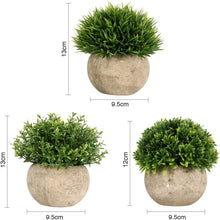 GoMaihe Kunstpflanze 3er Set Grauer Topf 9.5 x 13cm - Indoor