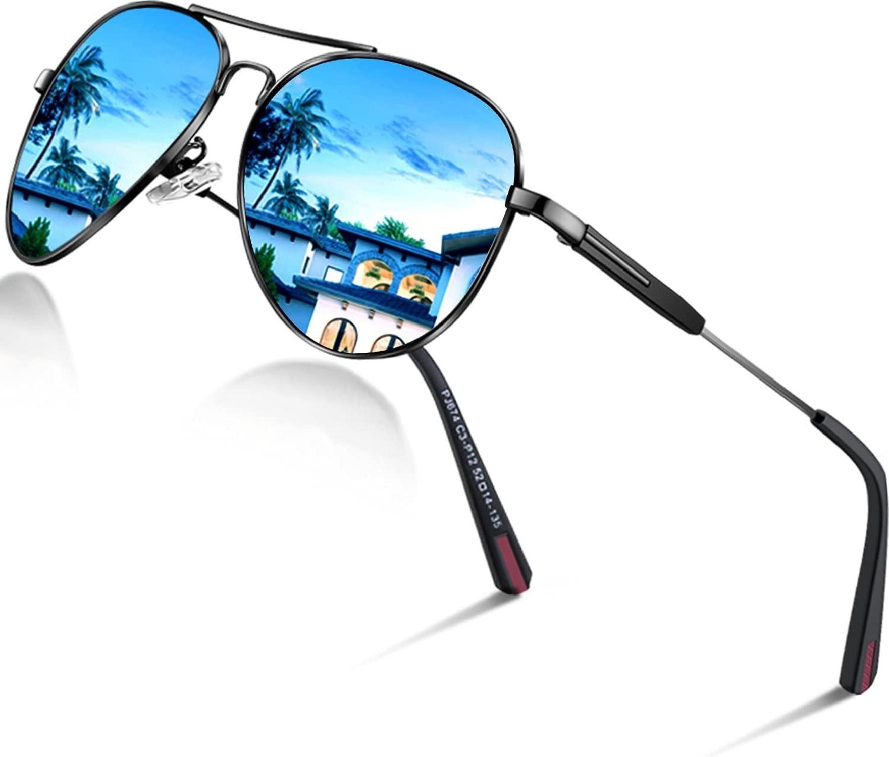 Retro Pilotenbrille Polarisiert UV400 Schutz Blaue Gläser