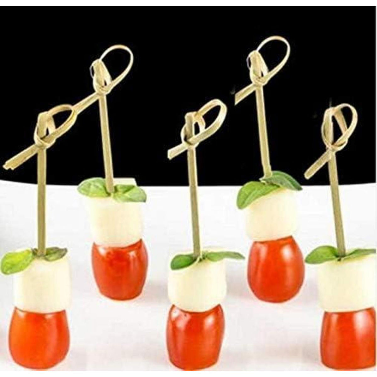 100 Cocktailspieße Bambus mit Goldperle – Party & Buffet