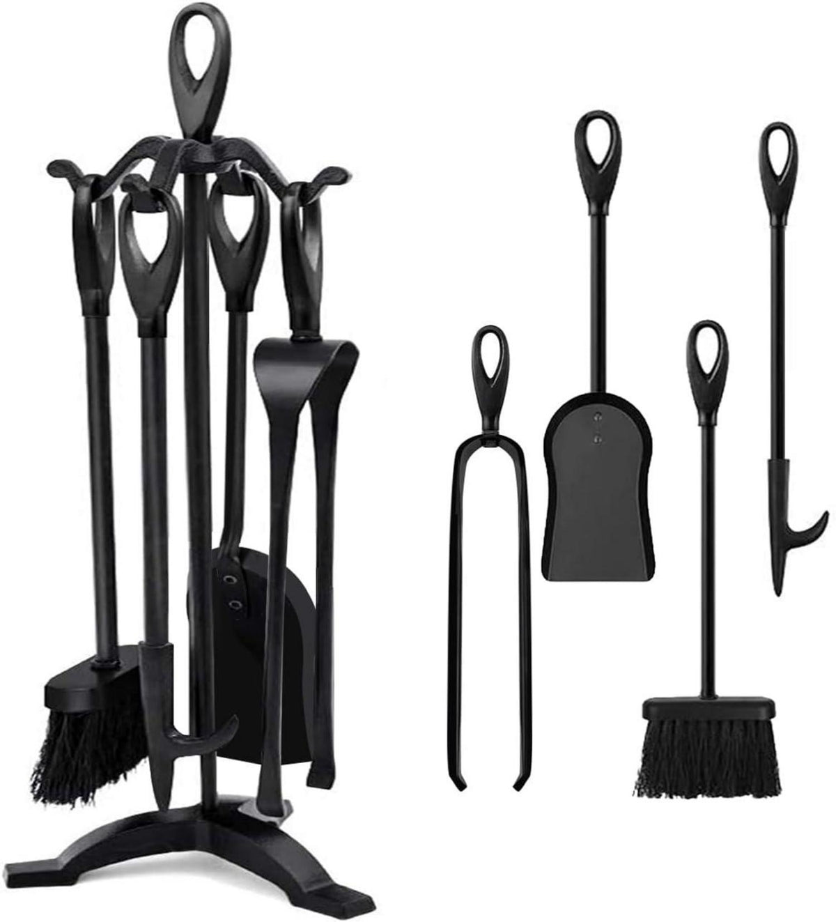 Kaminbesteck-Set 5-tlg. Schmiedeeisen für Kaminzubehör