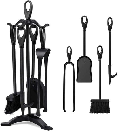 Kaminbesteck-Set 5-tlg. Schmiedeeisen für Kaminzubehör