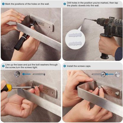 Edelstahl Handtuchhalter gebürstet, Wand- & Schrankmontage, 38cm