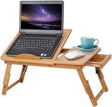 Laptoptisch Bambus höhenverstellbar faltbar 4 Neigungsstufen Schublade