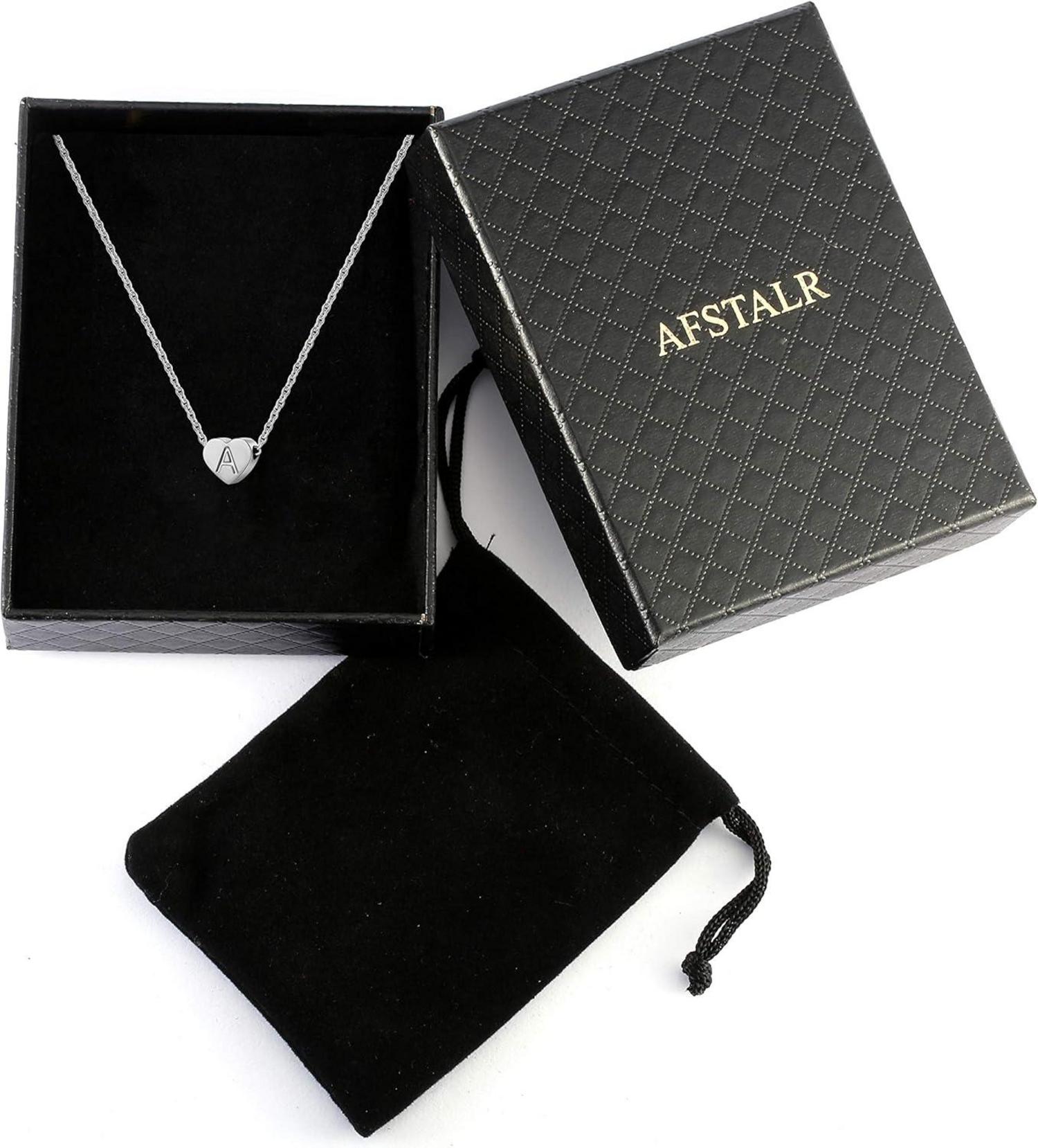 Silber Damen Halskette Buchstabenherz Anhänger Initialschmuck Frauen Mädchen