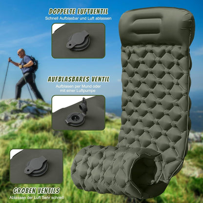 Isomatte Camping mit Kopfkissen, Ultraleicht, wasserdicht, Outdoor
