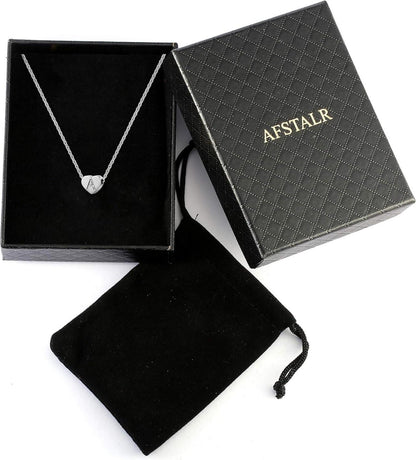 Damen Silber Halskette Herz Initial Anhänger Edelstahl vergoldet 18K