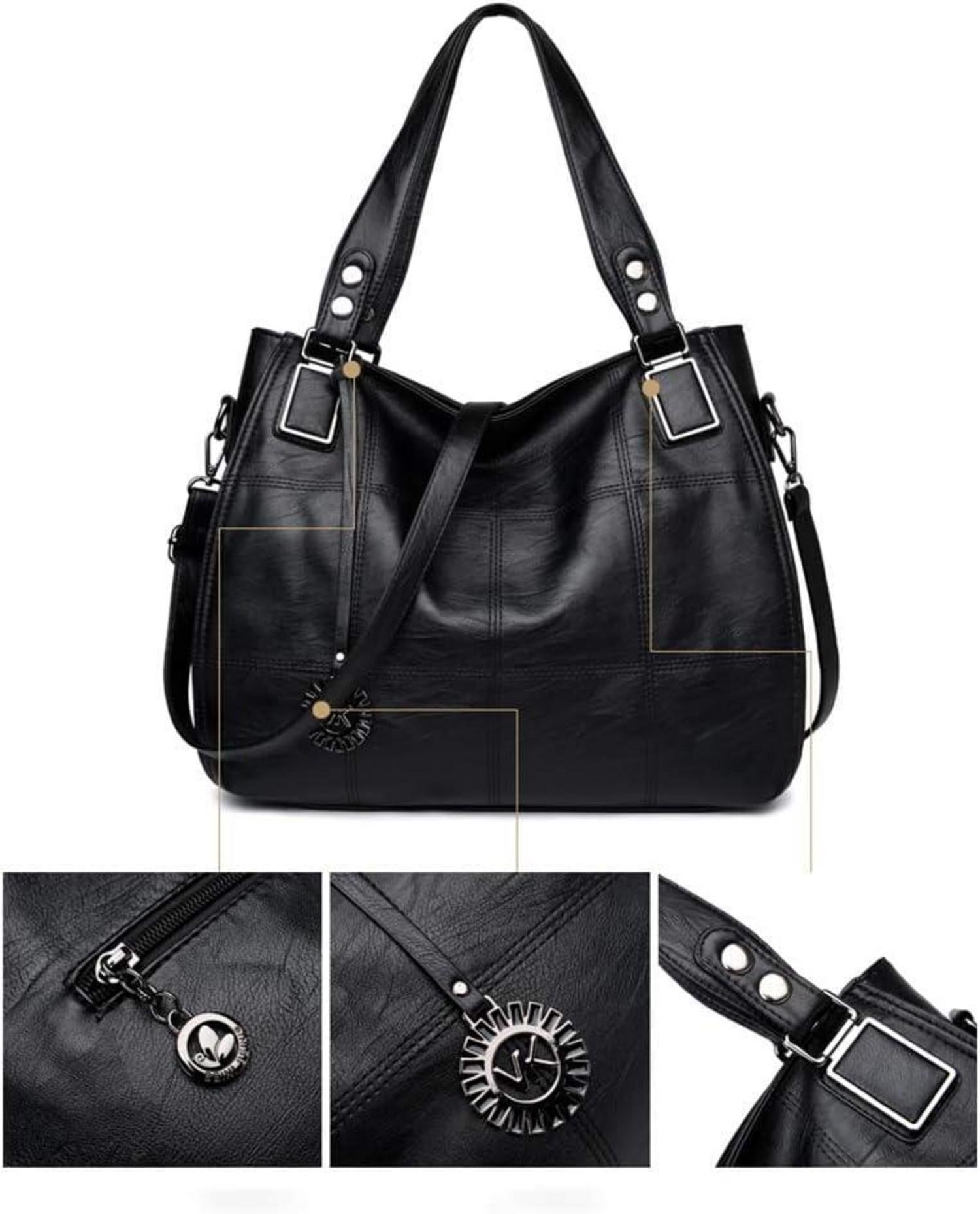 Damen Hobo Schultertasche Weinrot Stickerei PU-Leder Umhängetasche