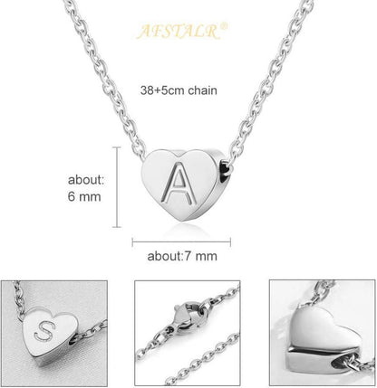 AFSTALR Damen Silber Halskette Herz Anhänger Initialschmuck