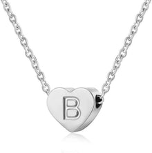 Silber Damen Halskette mit Buchstabenherz Anhänger Initialschmuck