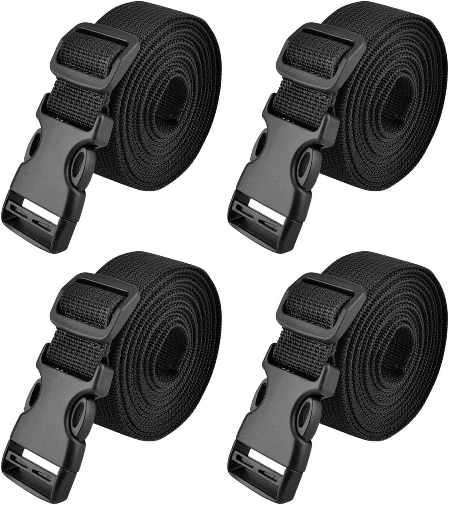 Nylon Gurtband mit Verstellbarer Schnalle 25mm Schwarz 4er Set