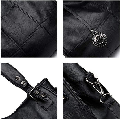 Damen Hobo Schultertasche PU-Leder Stickerei Grau wasserdicht