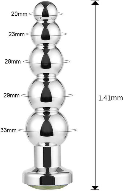 Metall Analplug Edelstahl Butt Plug Hook mit 5 Anal Kugeln