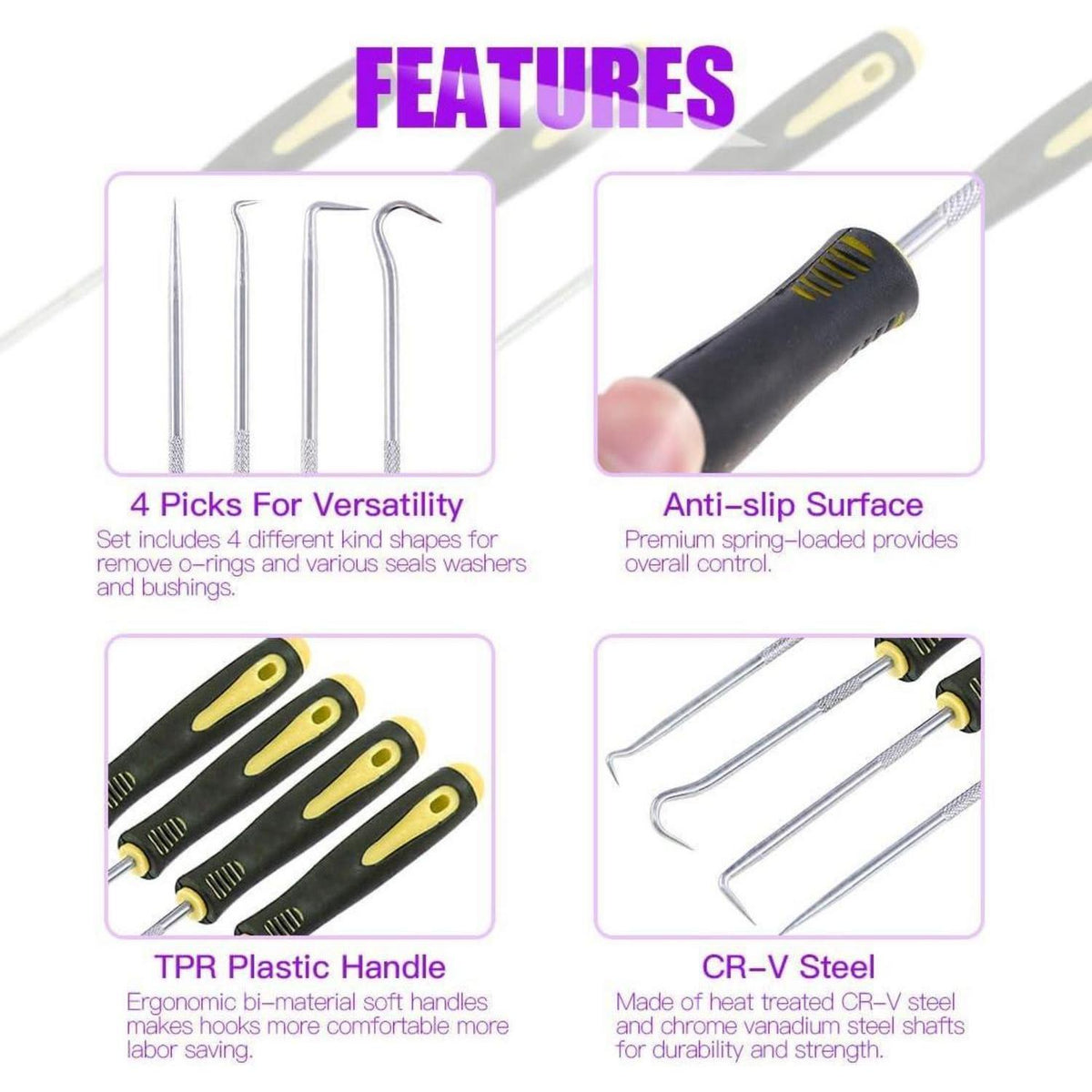 Sprengringzangen und Picks Set 8-teilig mit Haken und Zangen