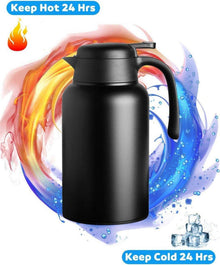 Schwarze Thermoskanne 2L Doppelwand Vakuum Isoliert