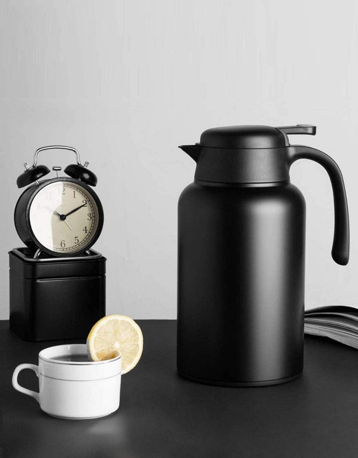 Thermoskanne 2L Schwarz Edelstahl Doppelwand Vakuum Isoliert Kaffee