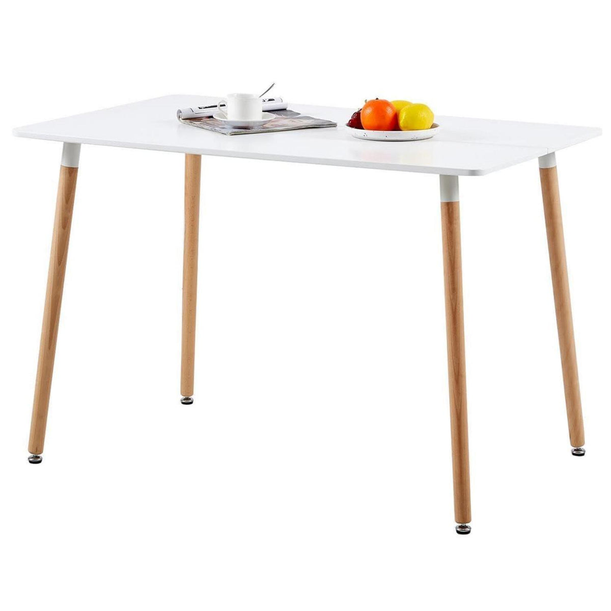 Rechteckiger Esstisch Buchenholz weiß 110x70cm – Küchentisch für 4 Personen