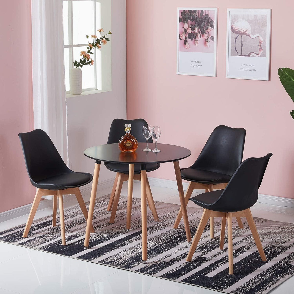 Runder Esstisch skandinavisches Design, 80x80cm Schwarz