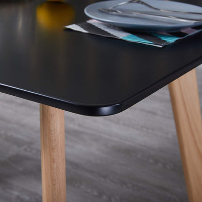 Rechteckiger Esstisch Schwarz 110x70cm – Retro Küchentisch für 4 Personen