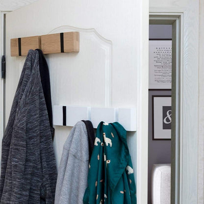 YunNasi Holz Kleiderhaken Wandgarderobe mit 5 Faltbaren Haken für Jacken & Mäntel