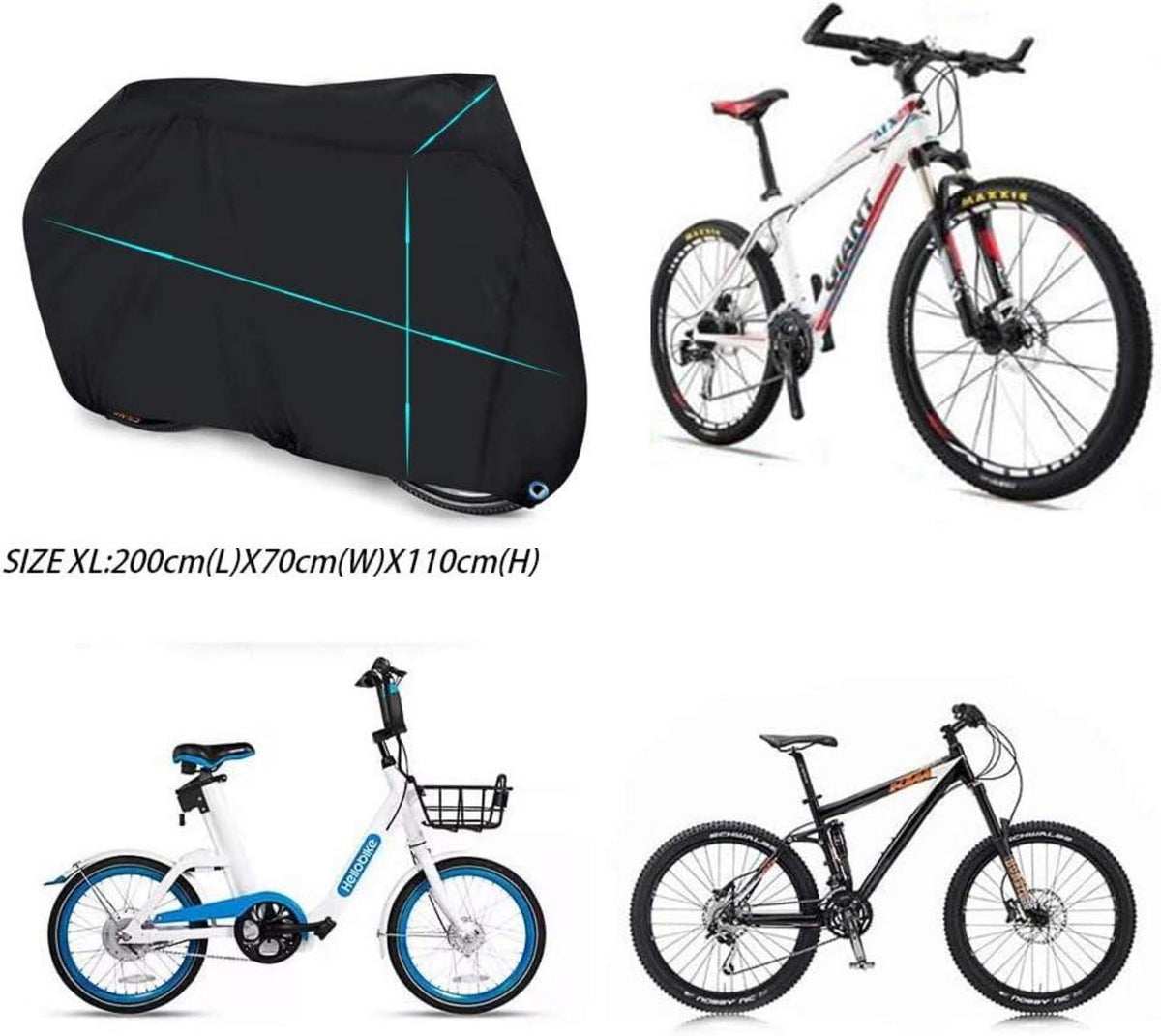 Fahrradabdeckung Wasserdicht Schwarz 190T Oxford-Gewebe 29