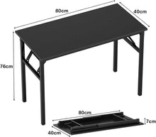 Klapptisch 80x40x75cm Schwarz, Metallrahmen, E1
