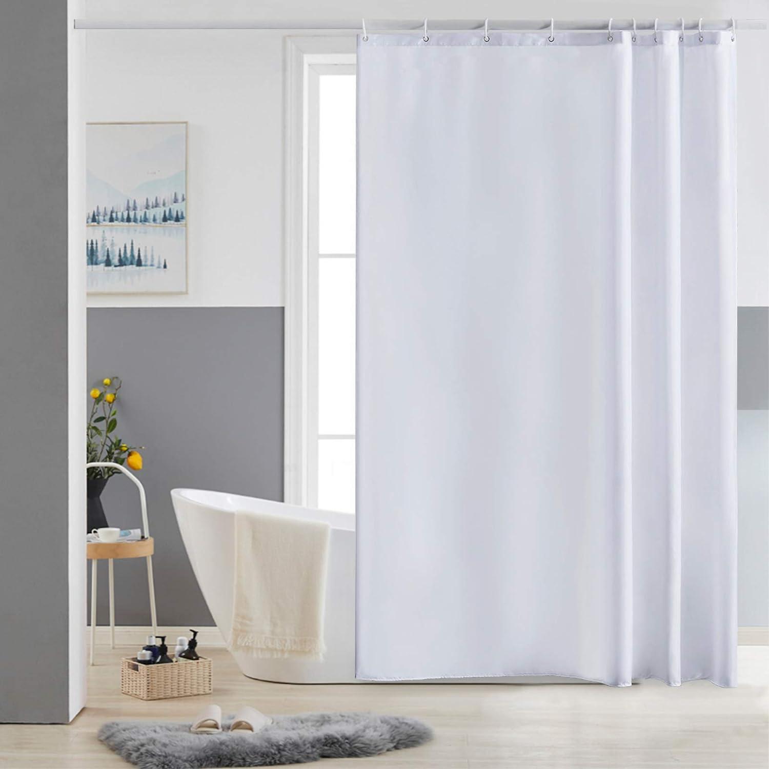 Schmaler Duschvorhang Polyester Textil Weiß wasserabweisend 150x180
