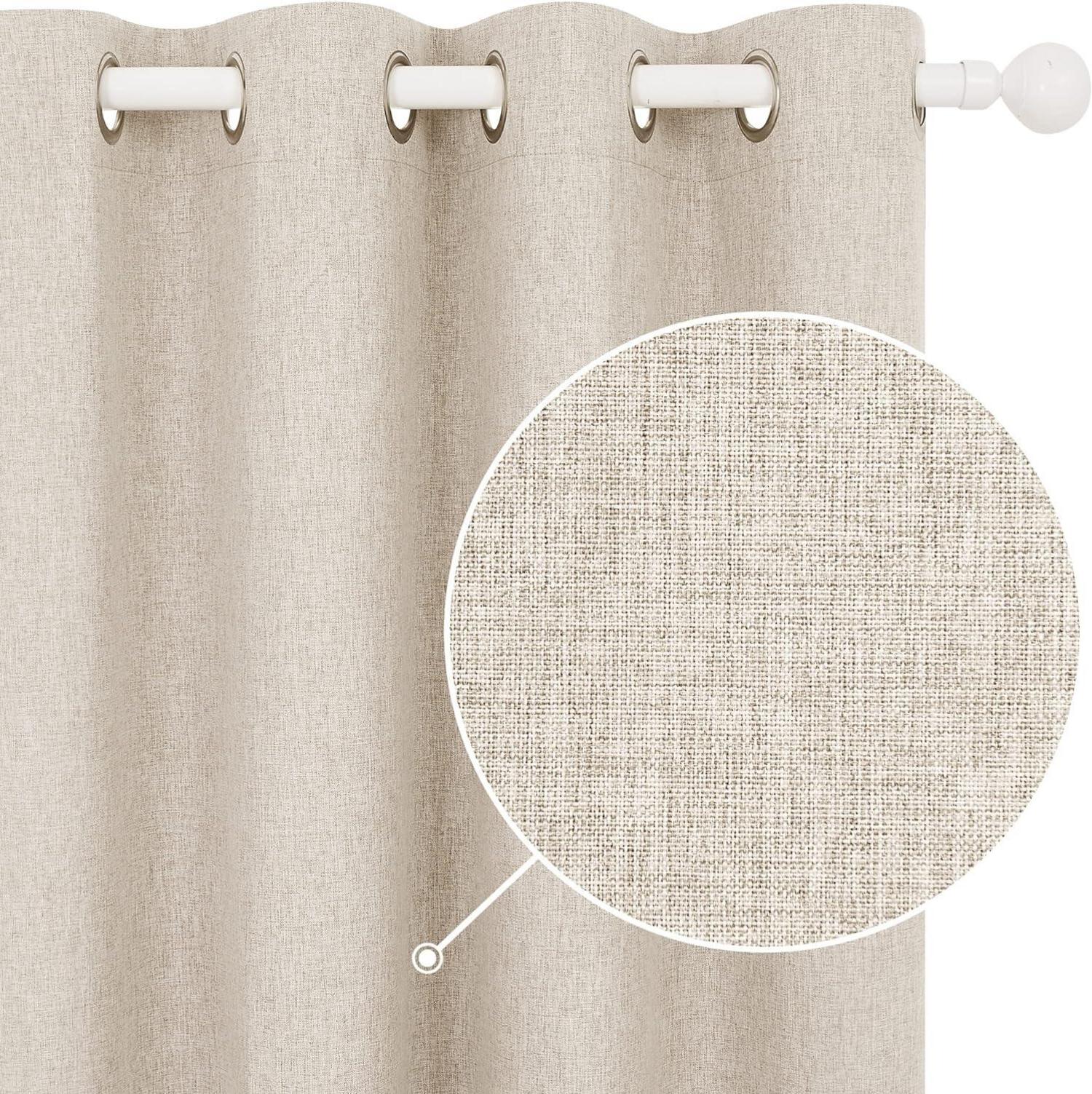 Vollverdunkelungsgardinen Leinenoptik Blickdicht 138x117cm 2er Set