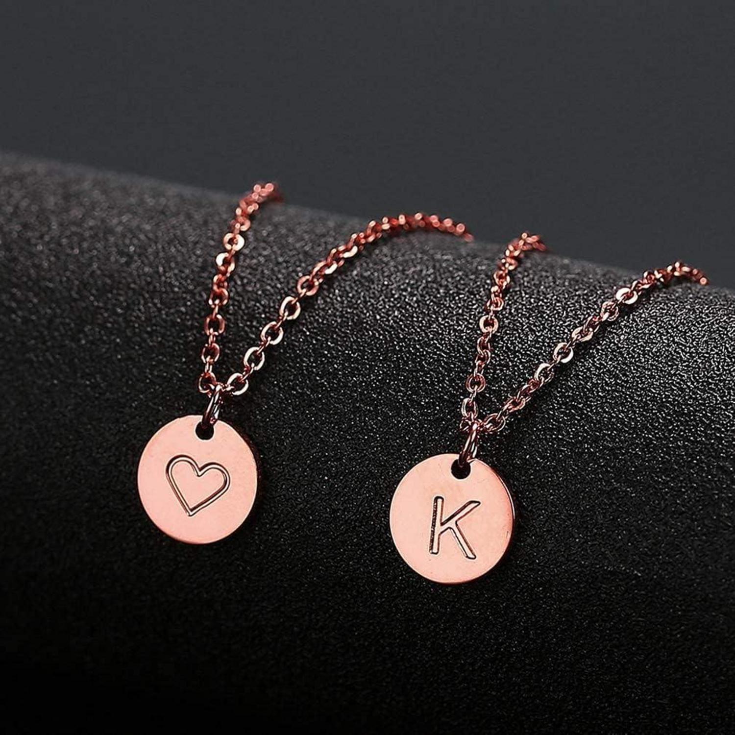 Initialen Damen Kette Buchstaben Anhänger Herz Gold/Rosegold/Silber Geburtstag