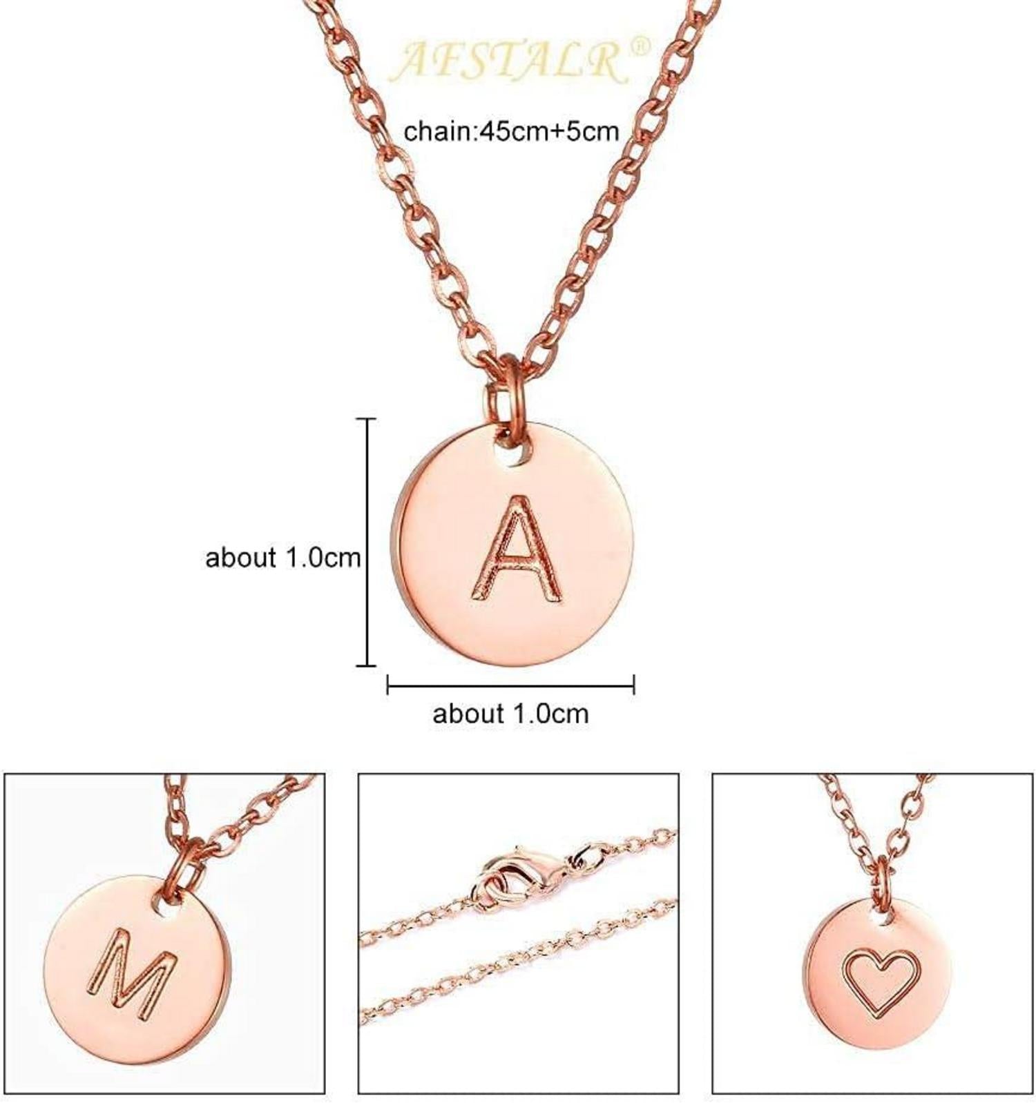Damen Initiale Kette Buchstaben Anhänger Gold Roségold Silber mit