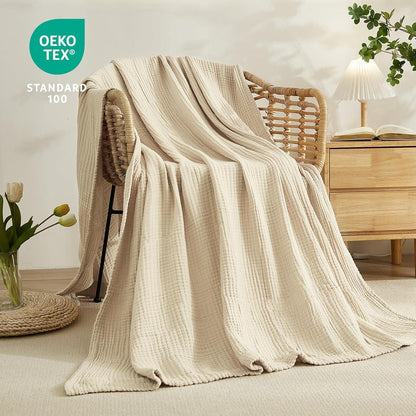 Kuscheldecke Flauschig Baumwolle Decke Vorgewaschene Atmungsaktive Tagesdecke