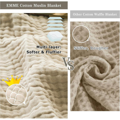 Kuscheldecke Flauschig Baumwolle Decke Vorgewaschene Atmungsaktive Tagesdecke