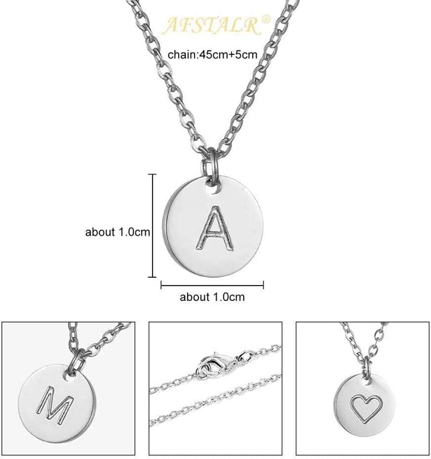 Damen Initialen Kette Buchstaben Anhänger Herz Gold Silber Rosegold
